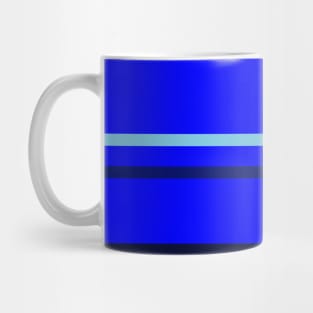 A perfect composition of Sky Blue, Blue, Dark Imperial Blue and Cetacean Blue stripes. Mug